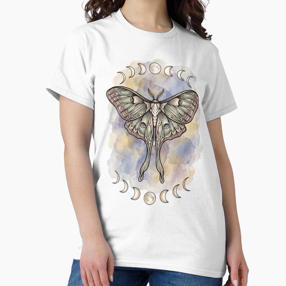 Women's Summer Tshirts Short Sleeve Moth Graphic T shirt | Casual basic tees by Nirozima