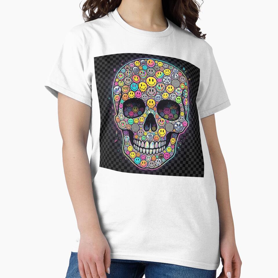 Skull Smile Acid Art – Psychedelic Neon Skull Rave & Streetwear Style by PLUSHIWORLDtm
