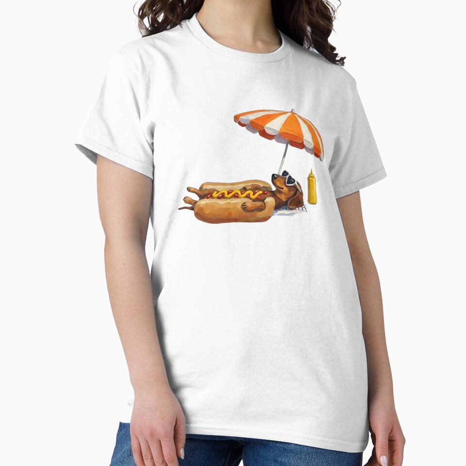 Hot Dog On Beach Dachshund Summer Wiener Dog Funny Pun by VGAfanatic