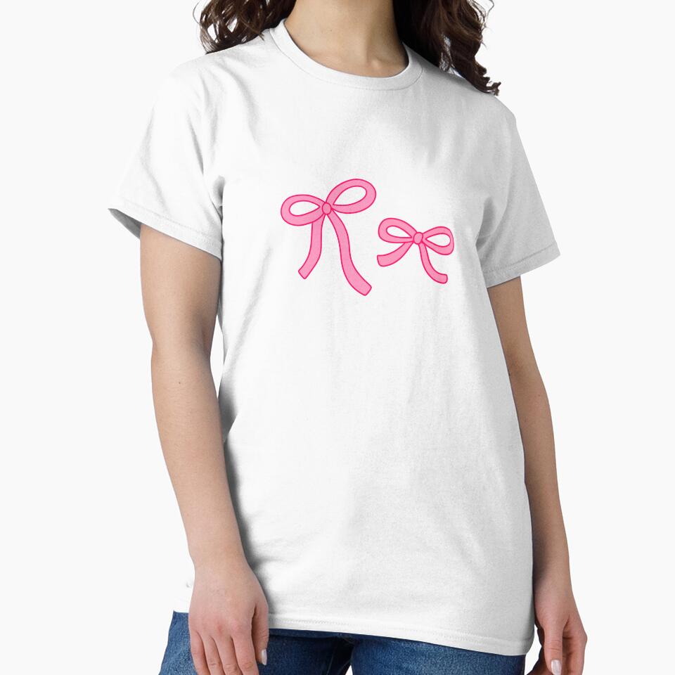 Cute Coquette Pink Bow Ribbons Duo Hand Drawn Aesthetic Art by somimalikkk