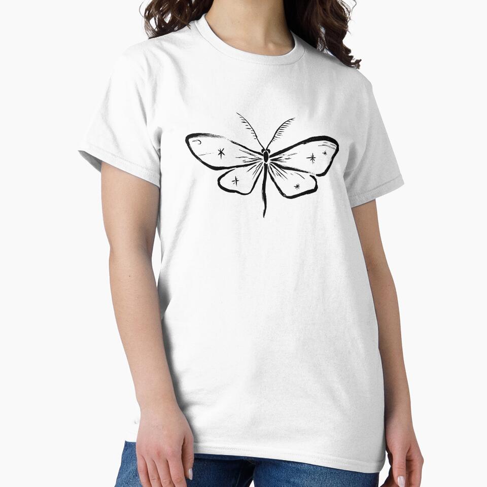 Celestial Moth Mystical Vintage Line Art by jianina-alondra
