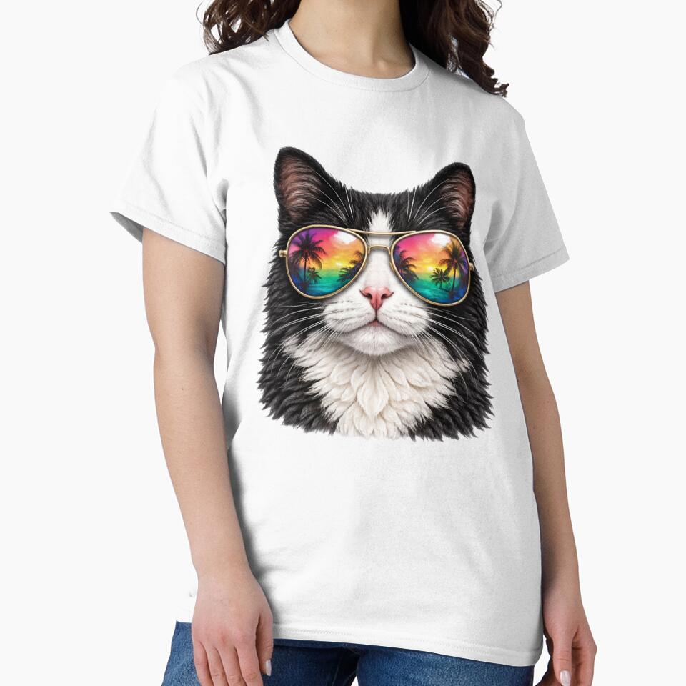 Tuxedo Cat - Retro Sunglasses by Myra365Art