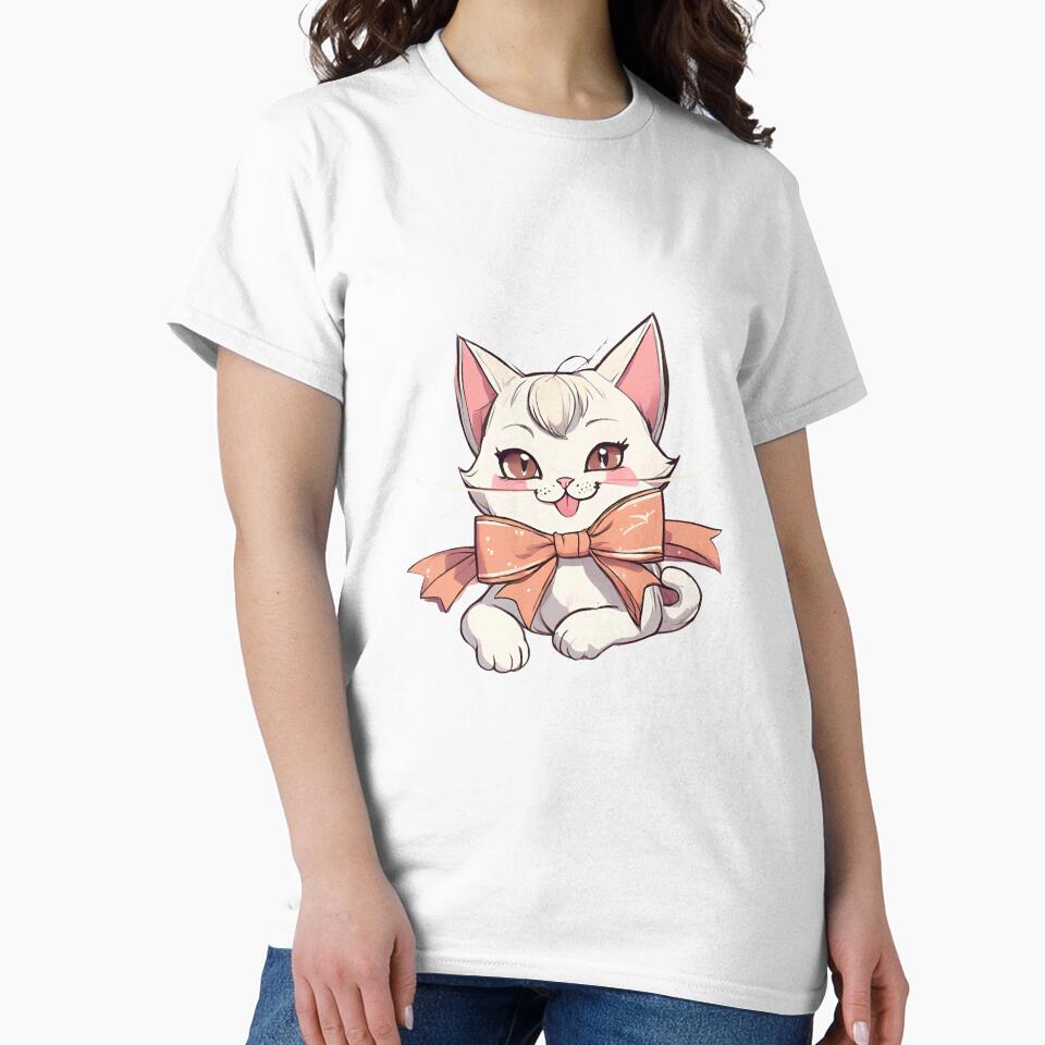 cat with vintage coquette ribbon bow by TheFarmacista
