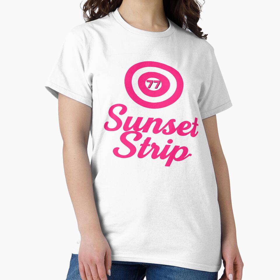 77 Sunset Strip Pink Retro Circle Logo Tee - California Streetwear Graphic T-Shirt by VG FASHION DESIGNS