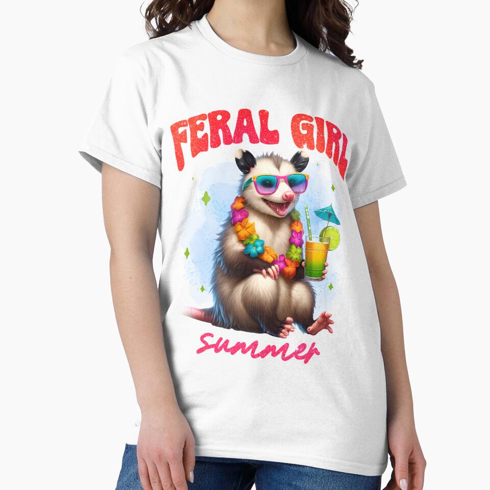 Feral Girl Summer with Opossum by OmoYolo
