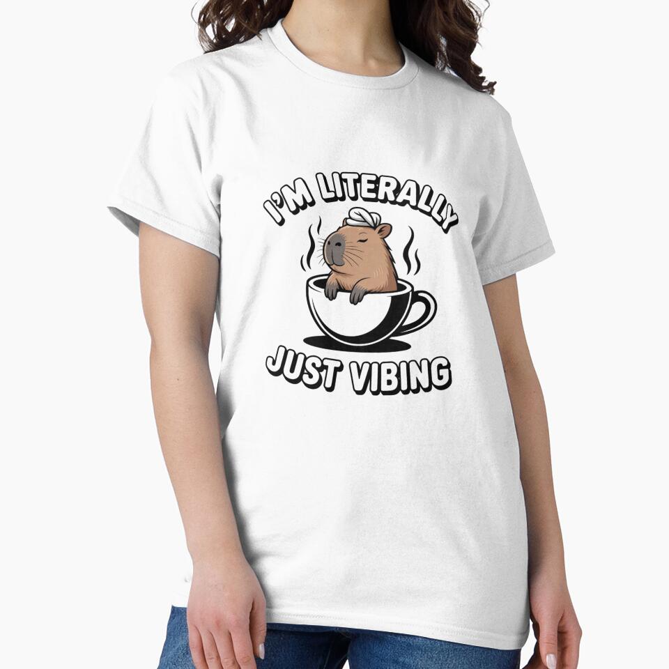 Cute Teal Floral Capybara Teacup Just Vibing Sticker by Mr-wow