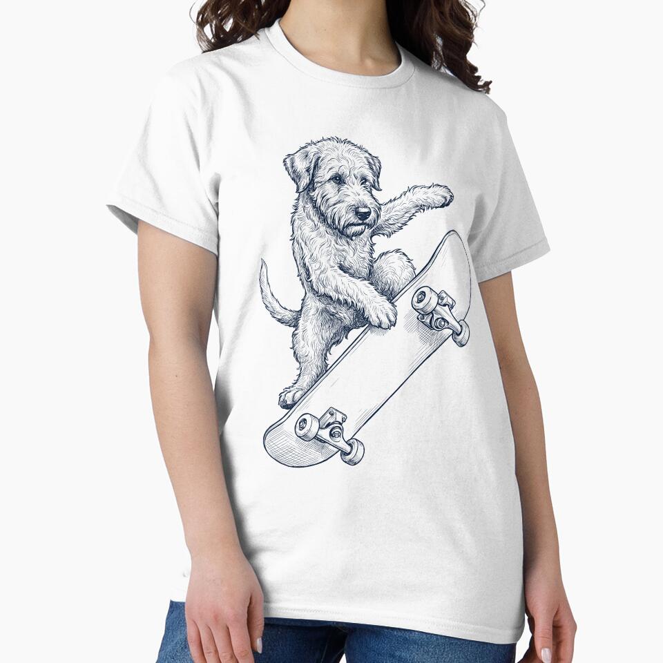 Vintage Soft Coated Wheaten Terrier Skateboarding Skate Dog Dad Lover by DoodleTortle