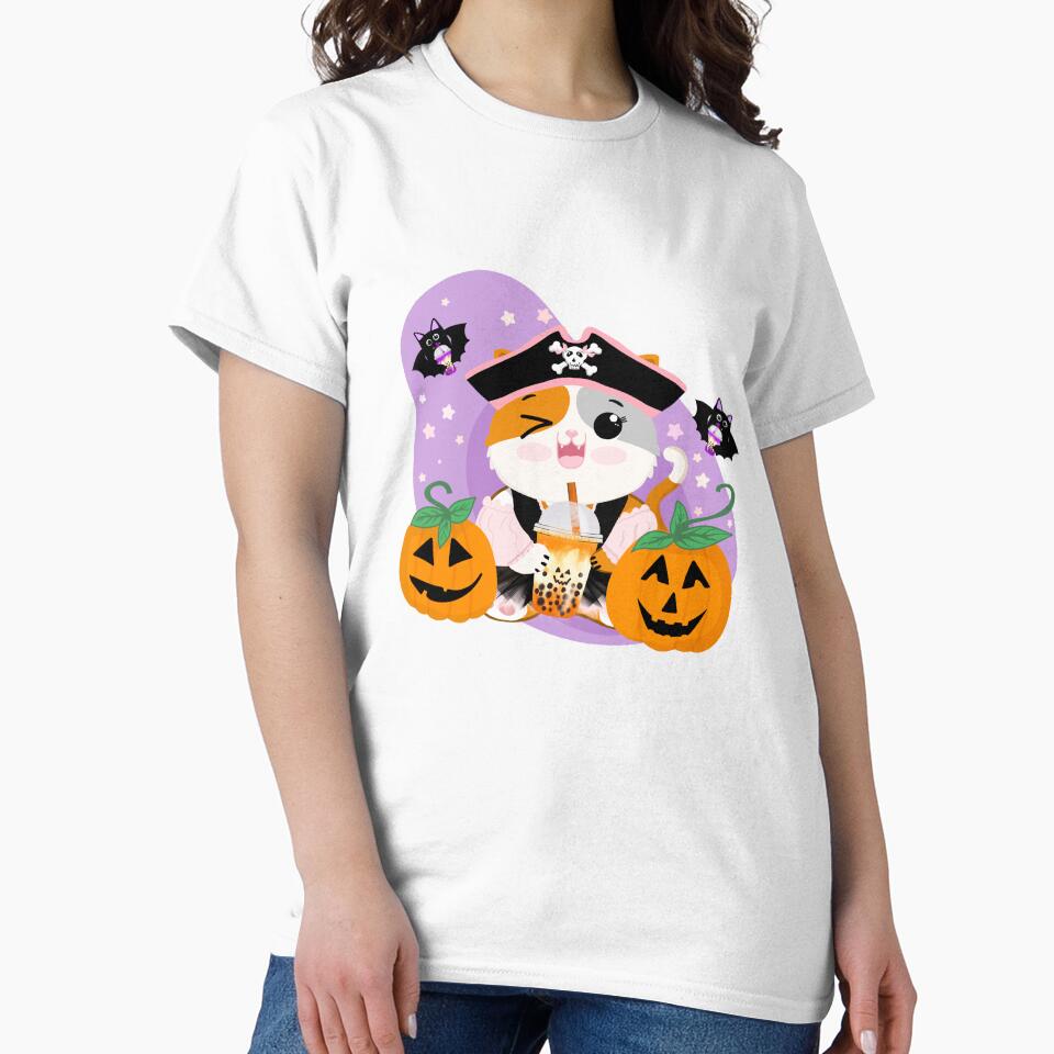 Bubble Tea with Pirate Kawaii Cat Halloween Fun by daphsam