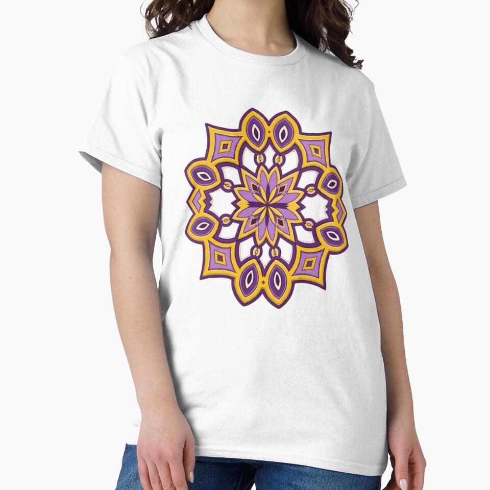 Yellow and  Purple Mandala by Dancingrabbit Studio