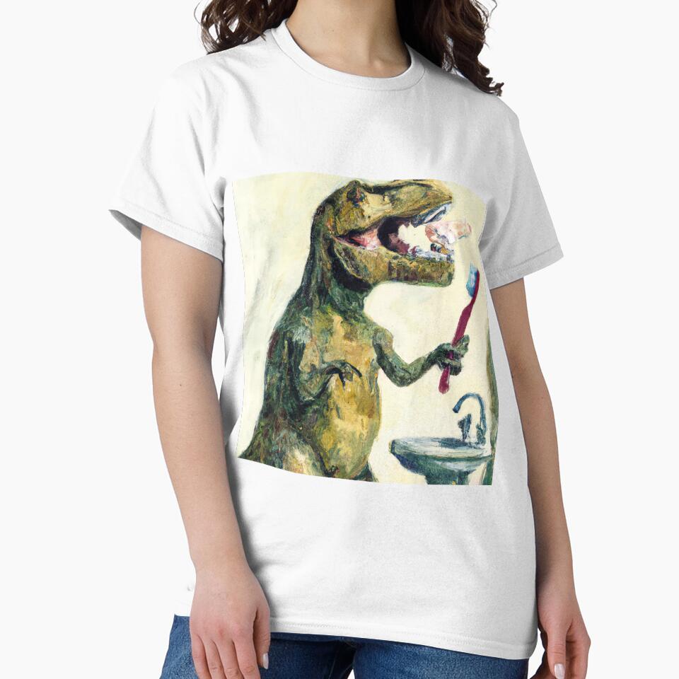T-Rex Brushing Teeth by shiitakicats