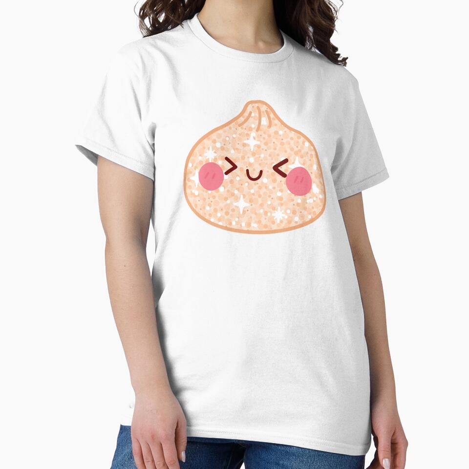 Peach Orange Gold Glitter squishy Dumpling – Cute Kawaii Food Character Design by EmeraldeaArt