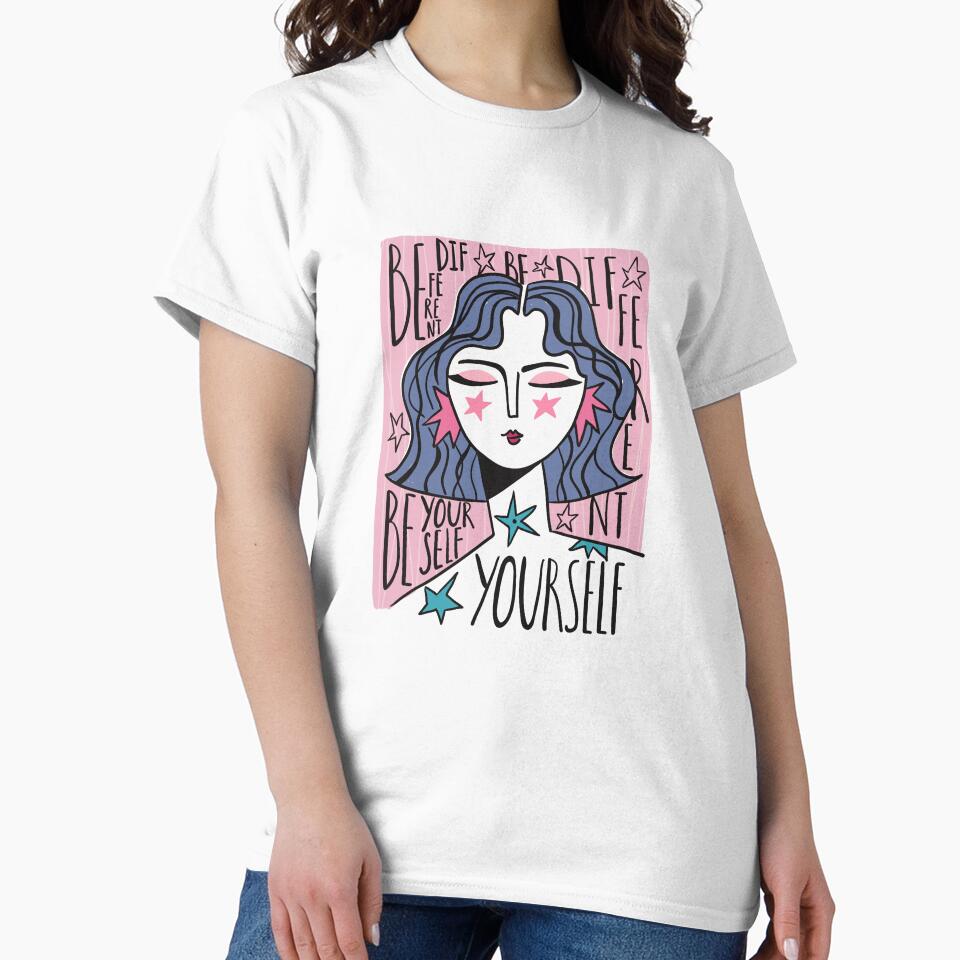 Be different Be yourself, Affirmation, Inspirational art, Motivational quotes, Woman art, 70s by KristinityArt