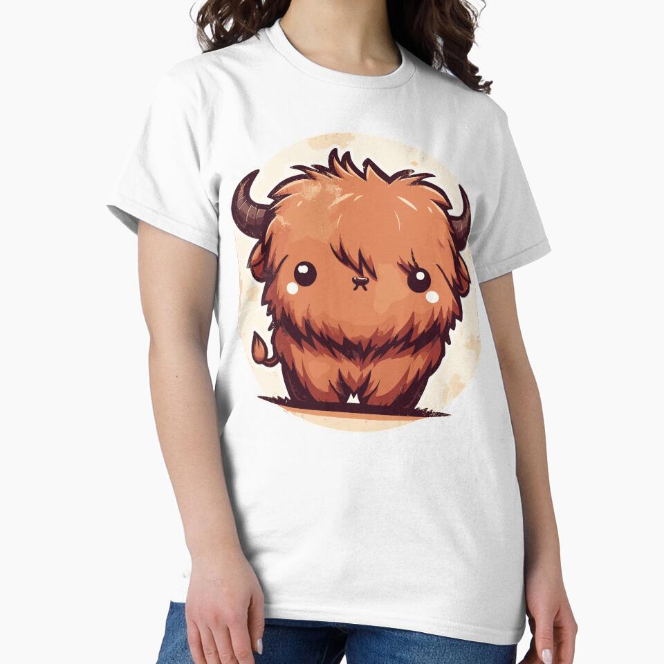Kawaii Scottish Hairy Highland Cow by TomFrontierArt