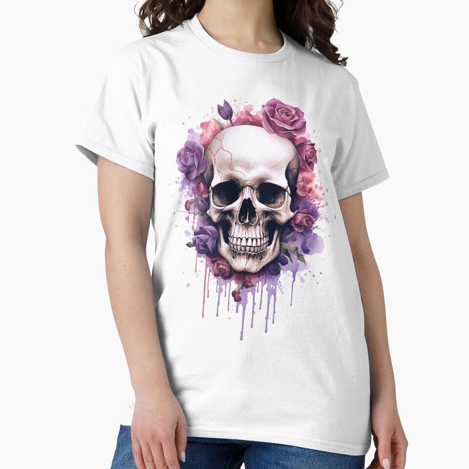 Skull & Roses with Dripping Ink by ttntt