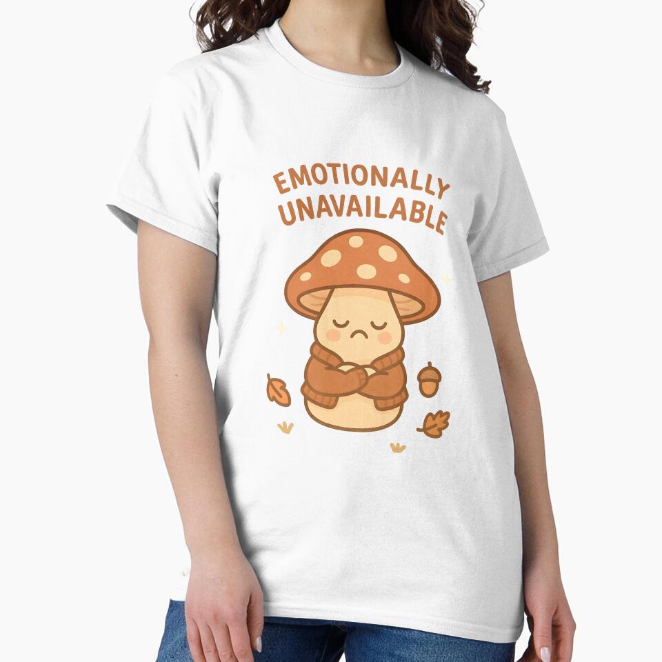 Grumpy Mushroom “Emotionally Unavailable” Kawaii Art by ArtbotsGallery