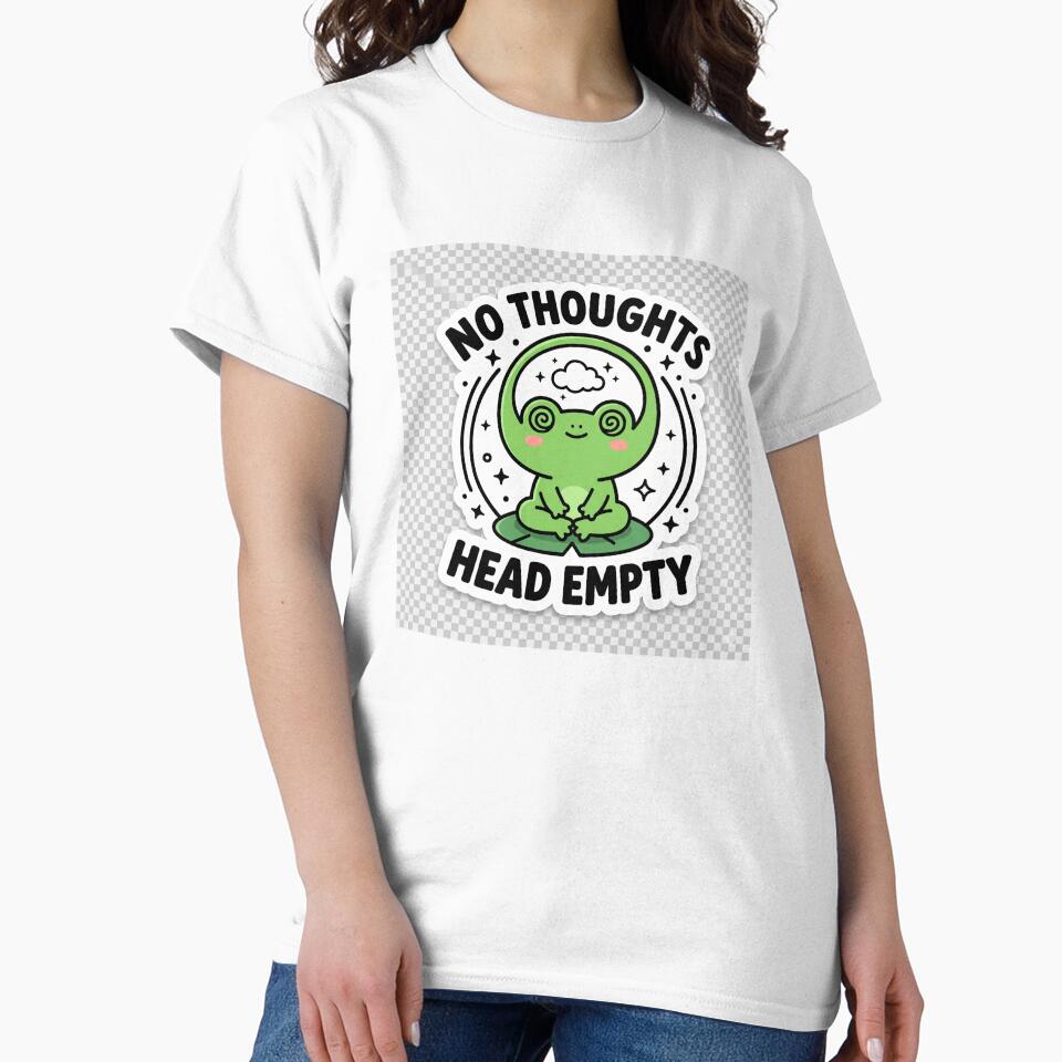 No Thoughts Head Empty Funny Zen Frog Meme Sticker by R & K Fashions
