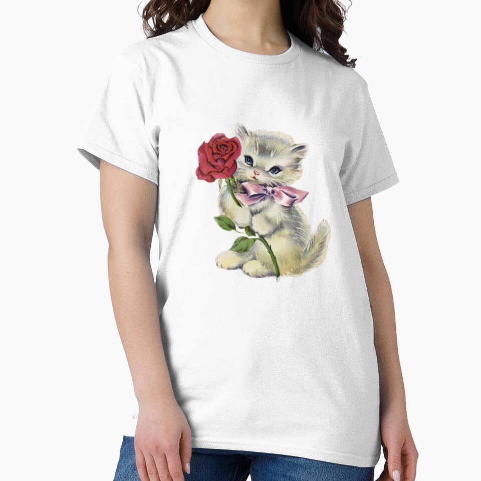 Coquette Vintage Cat with rose by Pixiedrop