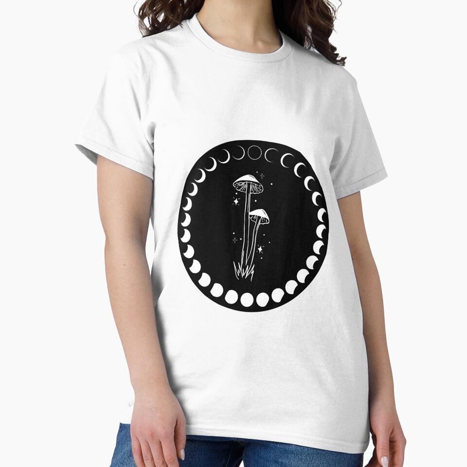 Mushrooms and moon phases sticker and pin by jellysquidart