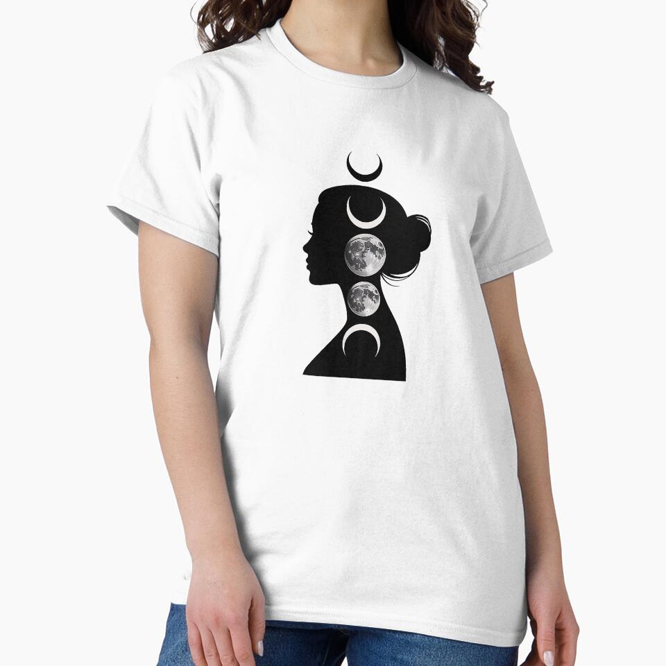 Moon Phases Woman Silhouette Minimal Mystic Art Design by Amanda's Factory