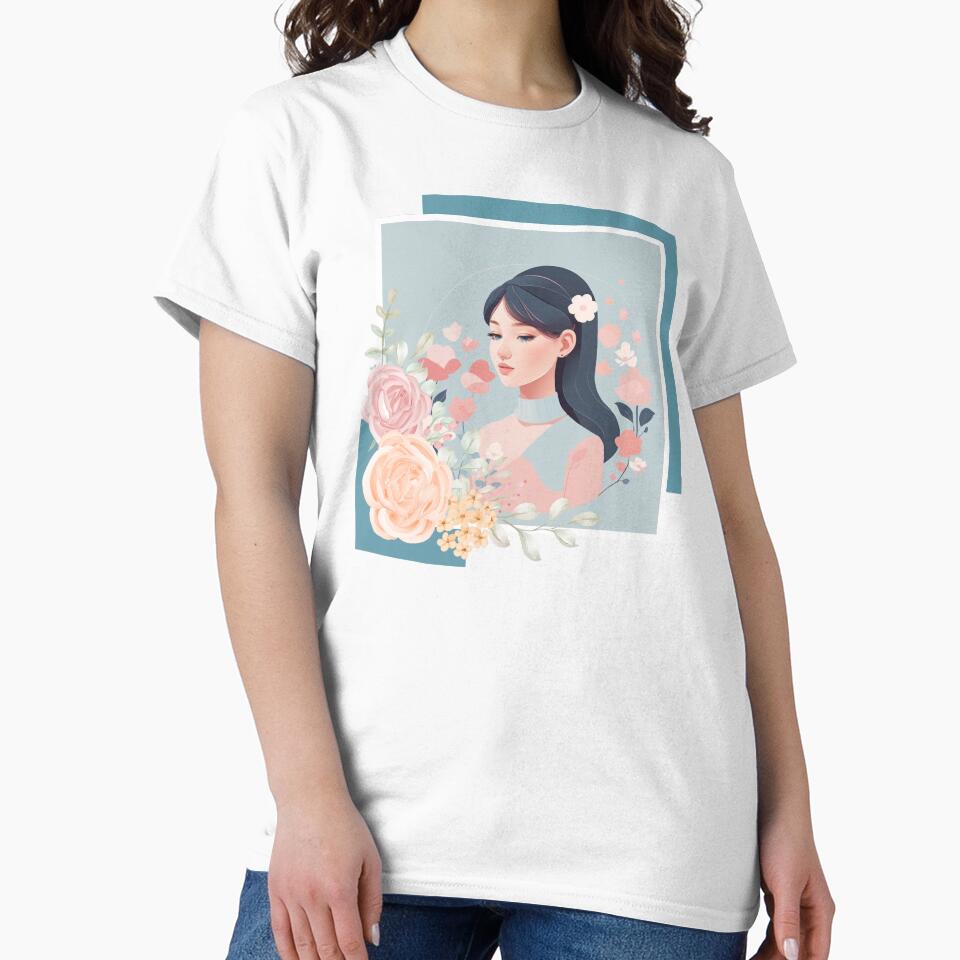 Beautiful woman with black hair, pastel tones by Piano-pn