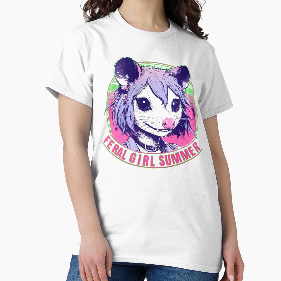 Feral Girl Summer Opossum Vaporwave by TomFrontierArt