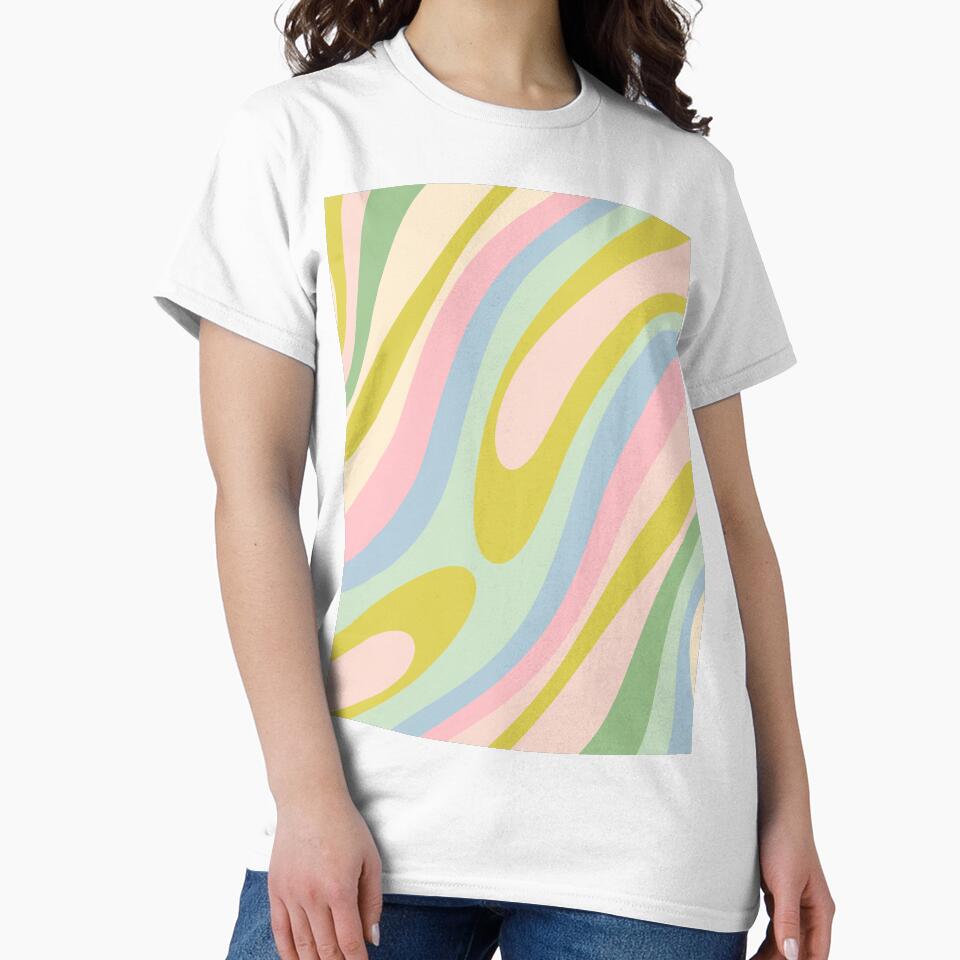 Wavy Loops Retro Abstract Pattern Pastel Pink Blue Green Chartreuse by kierkegaard