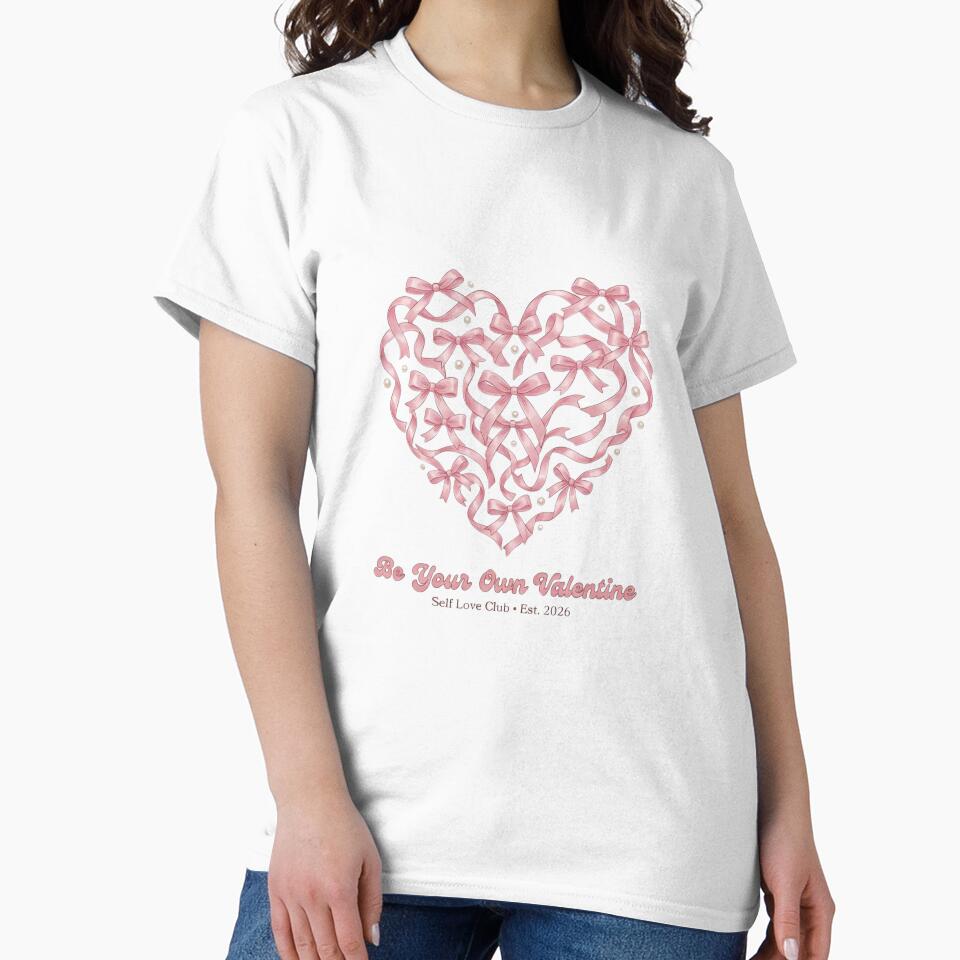 Be Your Own Valentine | Coquette Aesthetic Bow Heart | Self Love Club Retro Galentines by ExpertSayeed