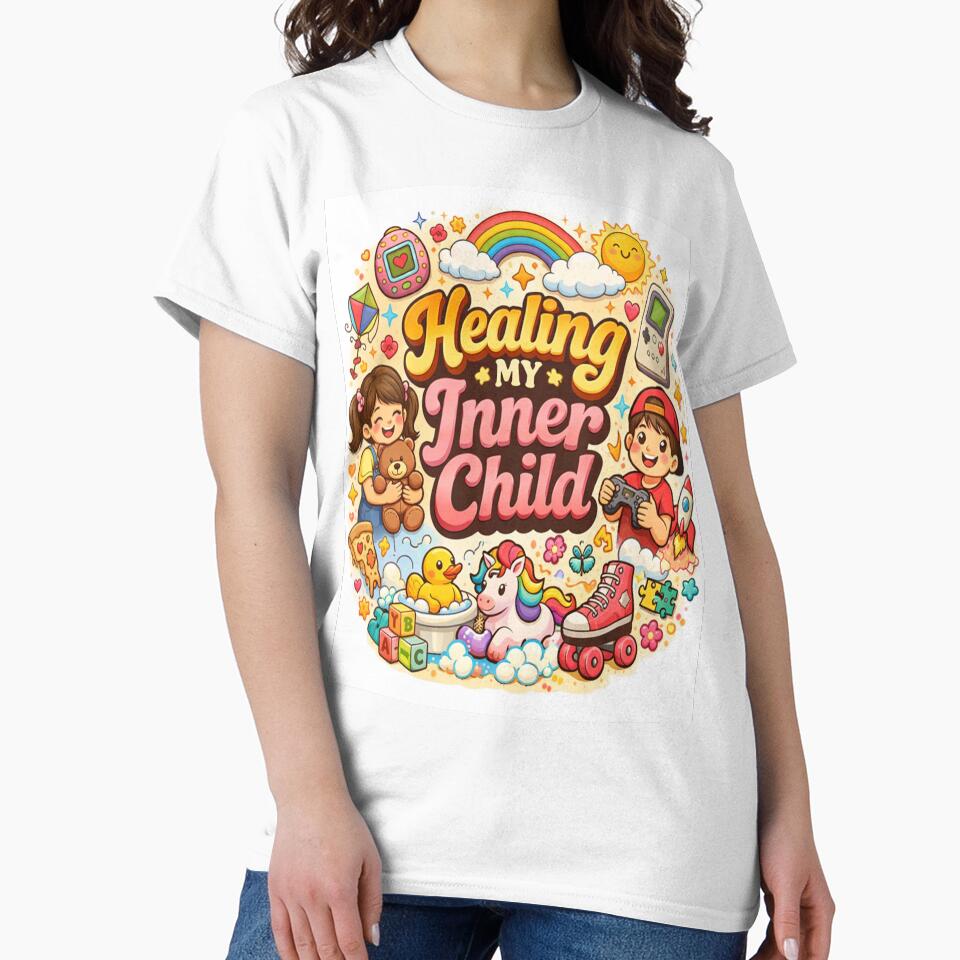 Healing My Inner Child Cute Retro Aesthetic Mental Health Self Care Design by MetroInk Co