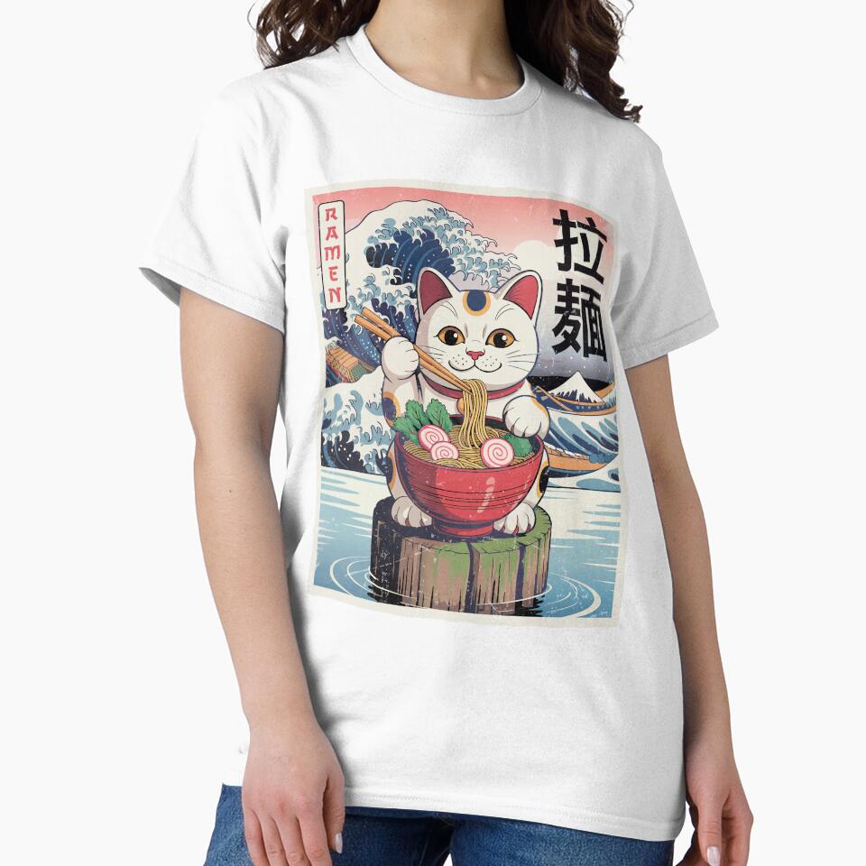 Maneki-Neko Lucky Cat Eating Ramen Noodles by jmbeezee