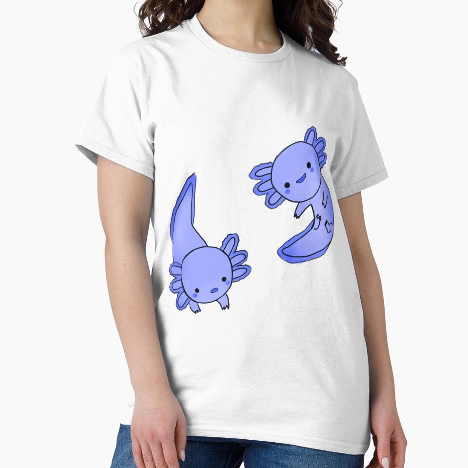 Blue cute axolotls by Mayarart