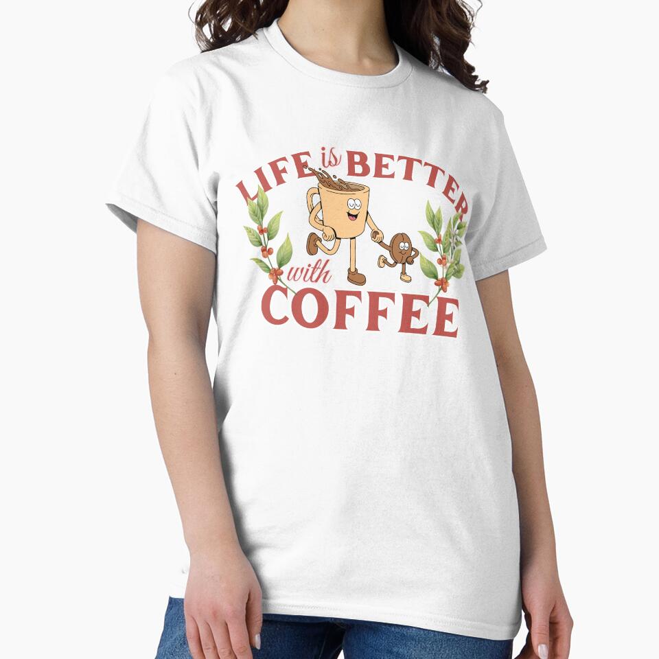 Life Is Better With Coffee Retro Cartoon Mascot Art by SilverSeaBKK