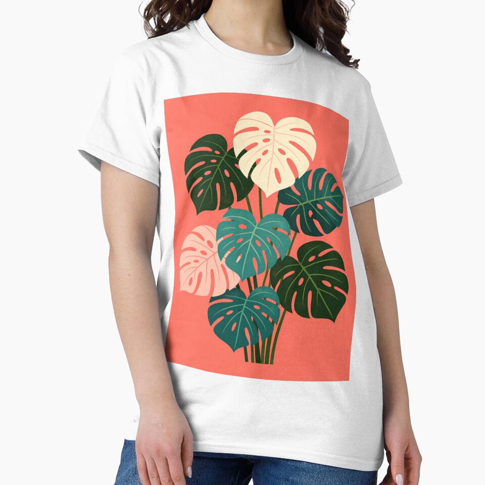 Monstera Leaf Botanical Print Colorful Tropical Plant Illustration by Owcomm