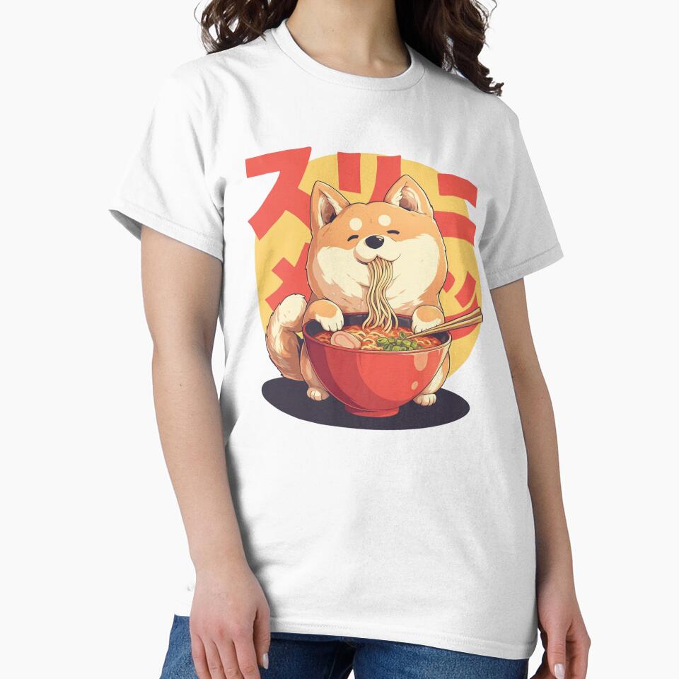 Shiba Inu eating bowl of spicy beef ramen noodles by Nightarcade