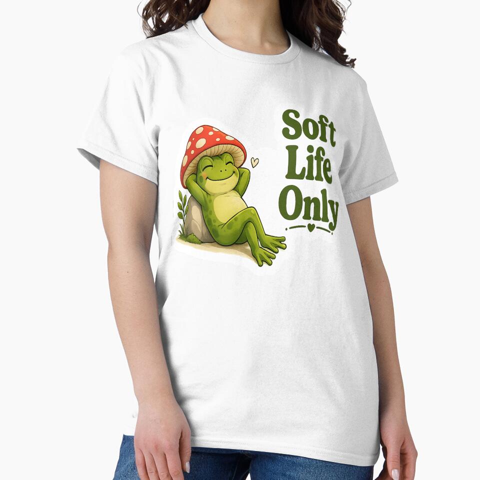 Soft Life Only Aesthetic Frog Mushroom Hat Relaxing by Xemora