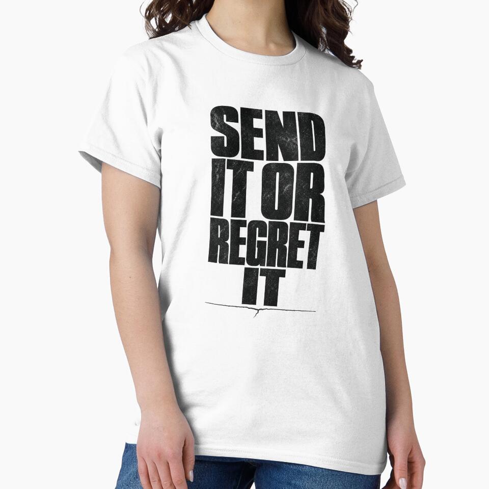Send It or Regret It Brutalist Climbing Typography Tee Sticker Rock Climber Gift by sharifex