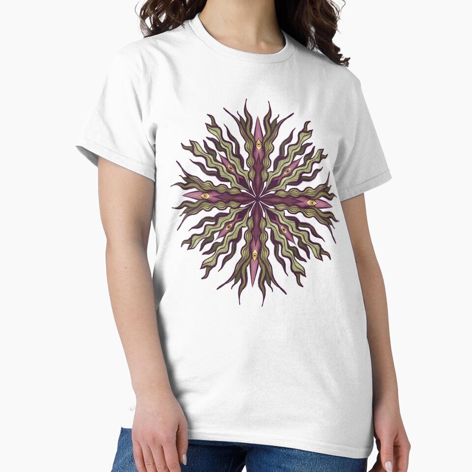 Psychedelic Eyes Plant Horror Art – Surreal Green and Purple Flower by Boriana Giormova