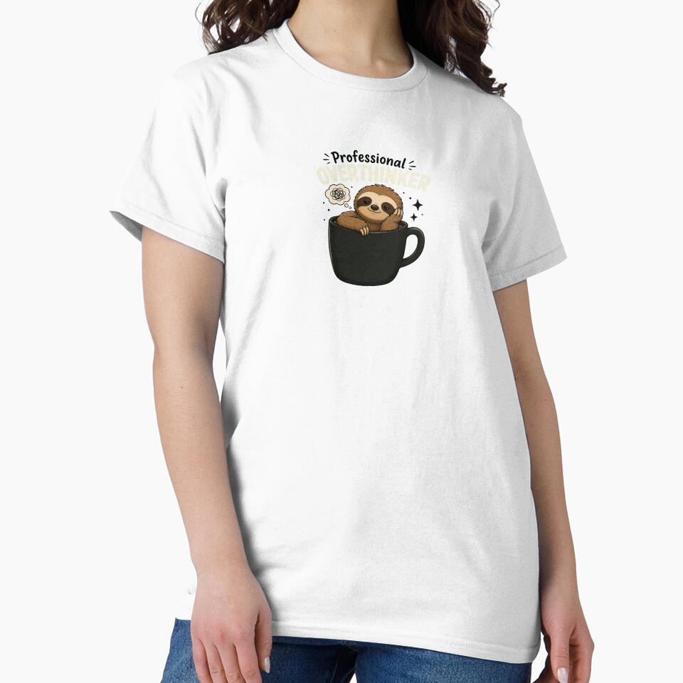 Professional Overthinker Cute Sloth In Coffee Mug Design by Cascio311