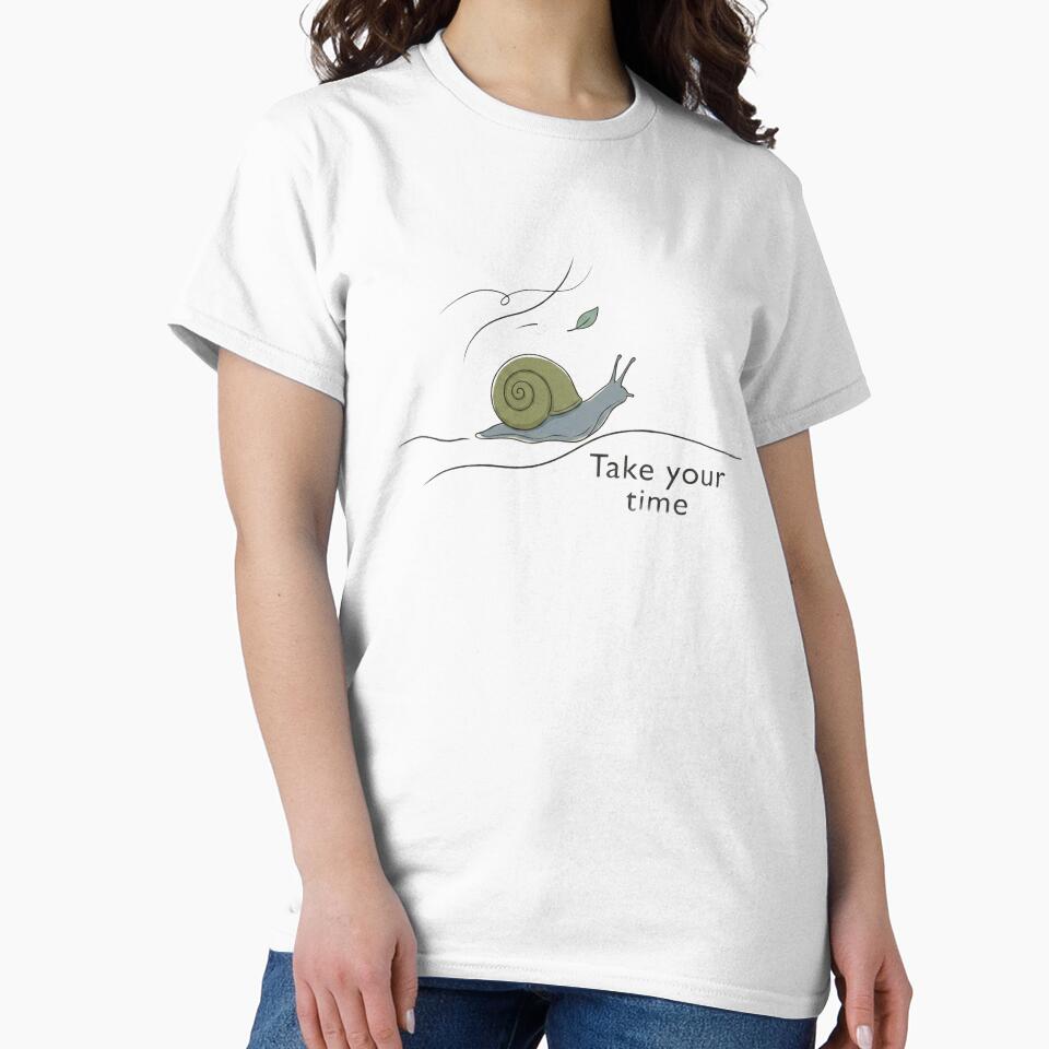 Take Your Time - Minimalist Snail Illustration by UkrainianSpain