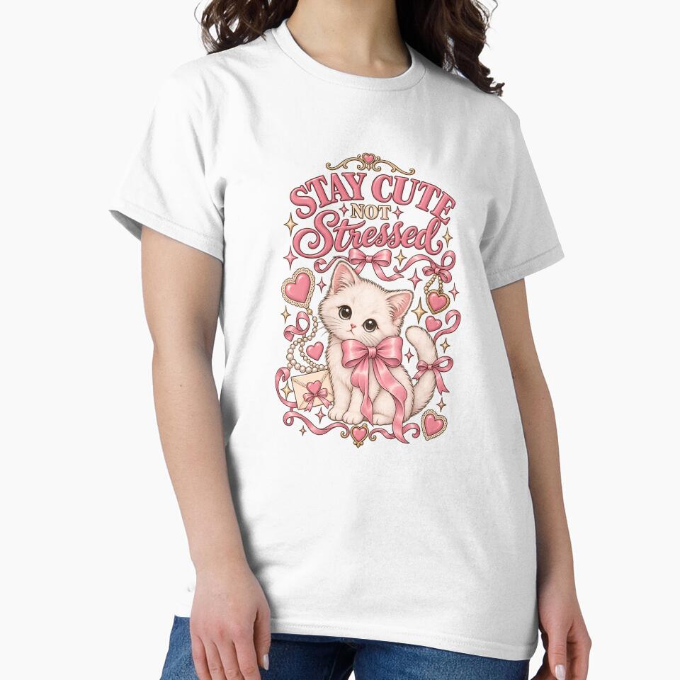 Stay Cute Not Stressed – Coquette Cat by AnteesocialTees