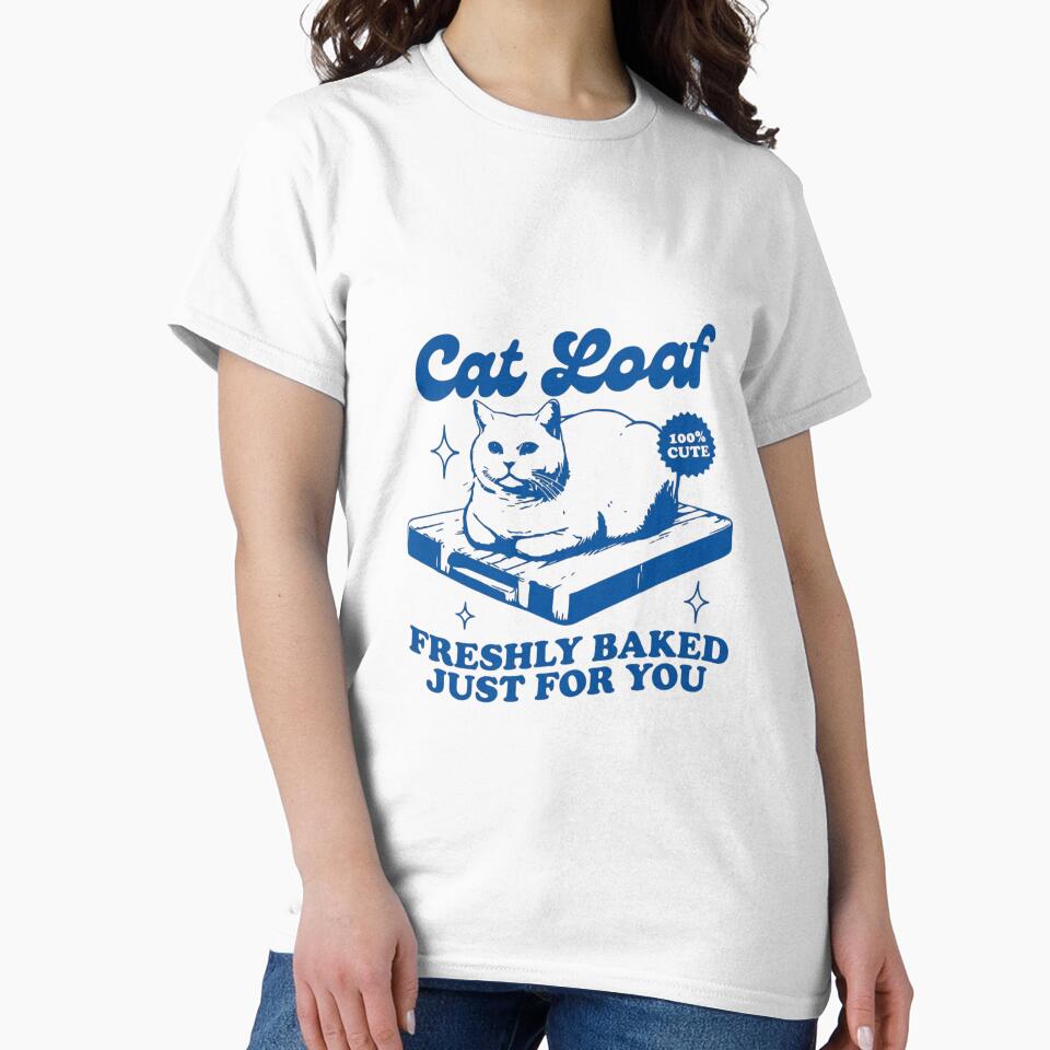 Cat Loaf Retro Illustration — Funny Bakery Inspired Blue Cat Art by Colorful-Garden