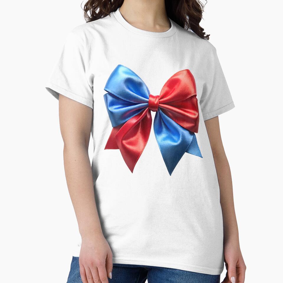 coquette aesthetic red and blue satin bow by DuskTillDown