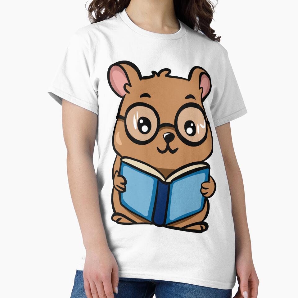 Cute Kawaii Hamster Reading a Book with Glasses Sticker by LYAN-STORE