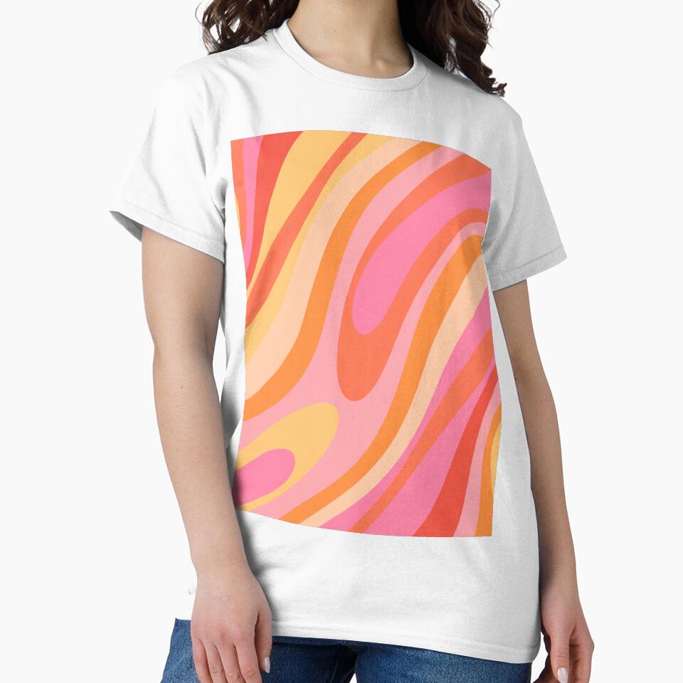 Wavy Loops Colorful Retro Abstract Pattern Pink Yellow and Orange by kierkegaard