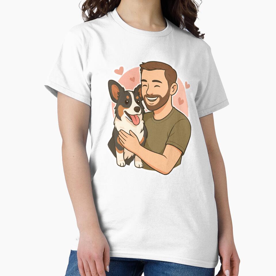 Tail of Friendship: Man & Cardigan Welsh Corgi Cartoon by GoodyPaws