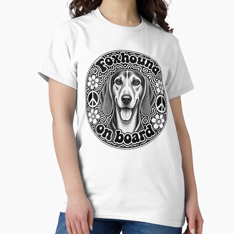 sticker "Foxhound on board" Hippie dog, peace by barbastyle