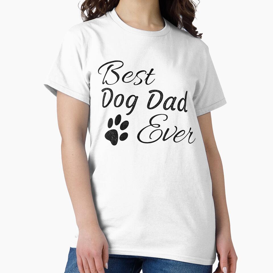 Best Dog Dad Ever Calligraphy Paw Print by SoyLamderma
