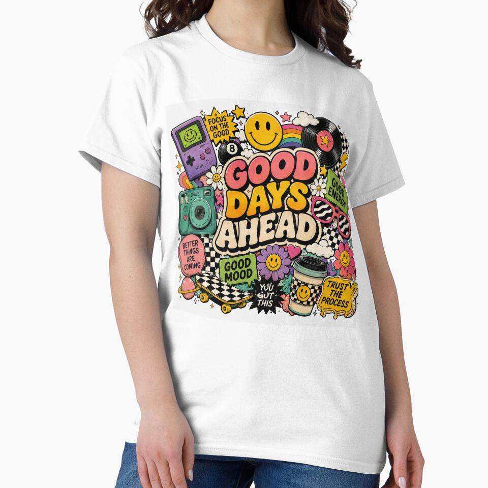 Good Days Ahead Retro Y2K Pop Art Smiley Aesthetic Sticker & T-Shirt Design by irfanedysud