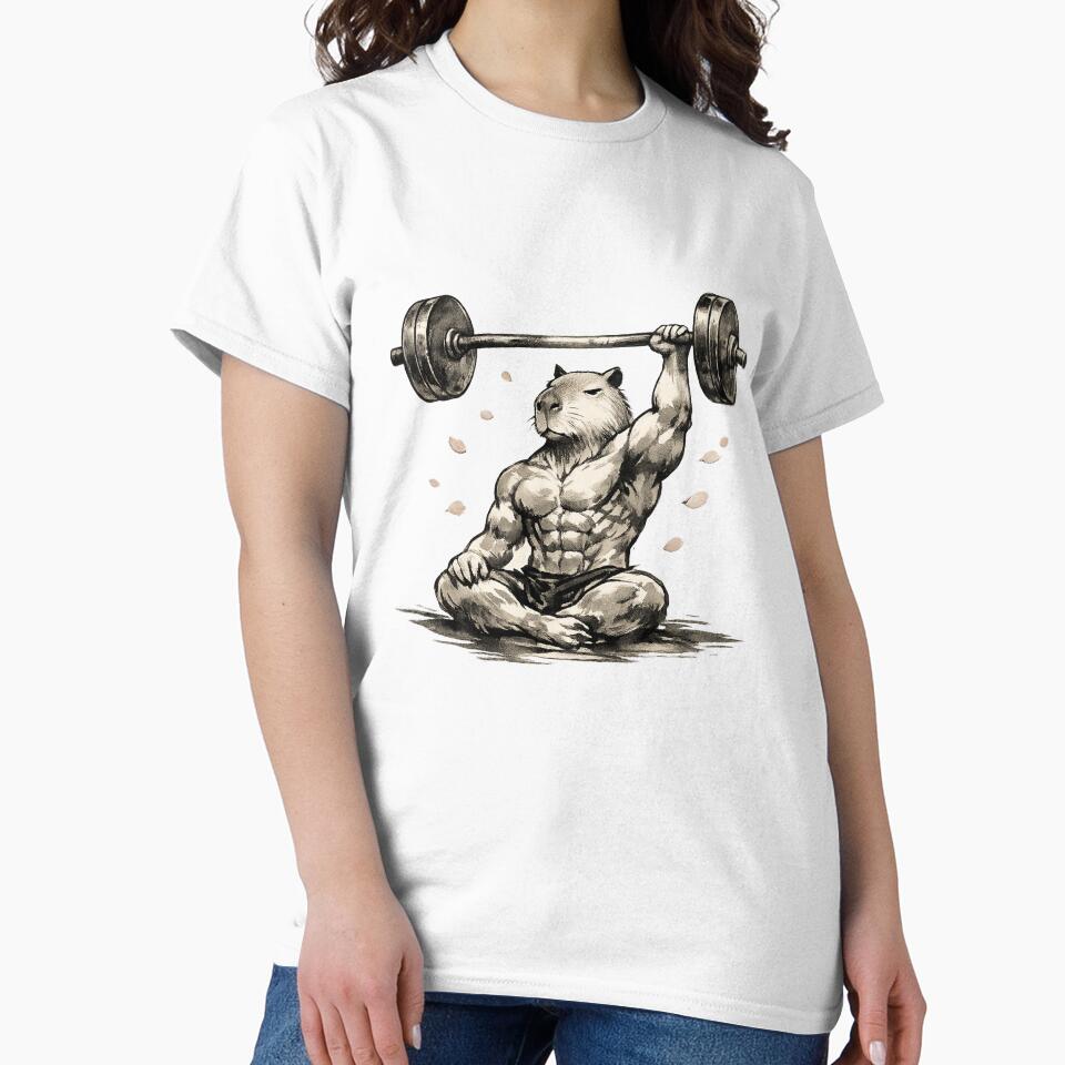 Zen Master Capybara Barbell Gym Fitness Meditation by teemix