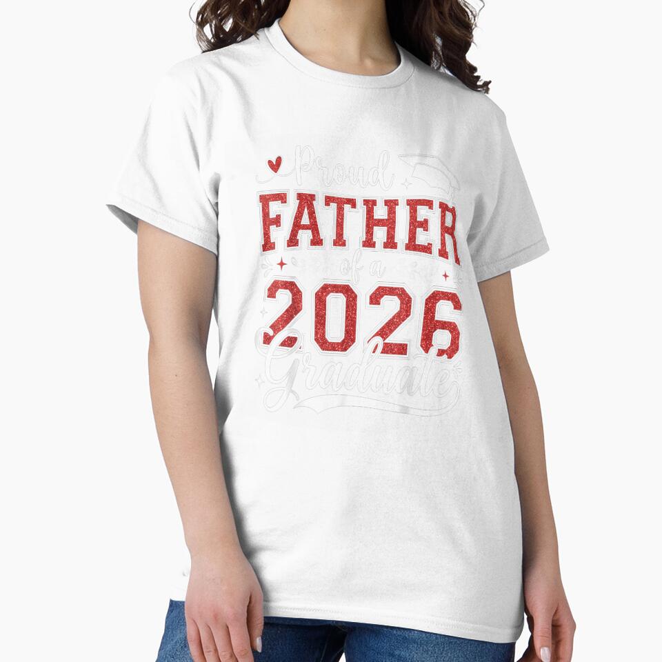 Proud Father Of A 2026 Graduate Red Glitter Class Of 2026 by GalenoHenley