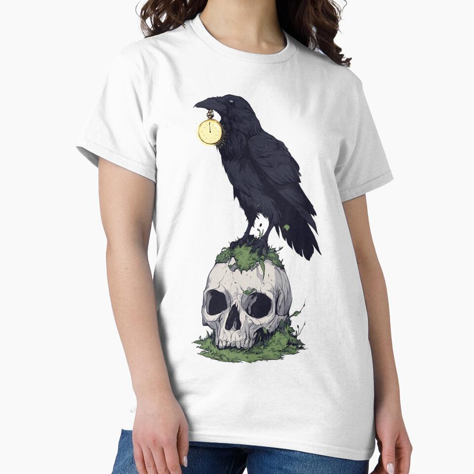 Raven on Mossy Skull by IllumeInk